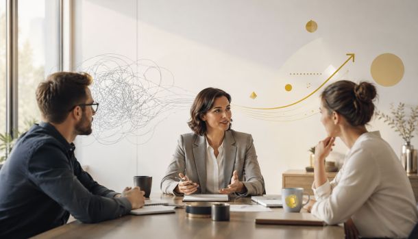 Manager facilitant une recherche de solutions entre collaborateurs pour sortir d’un conflit professionnel